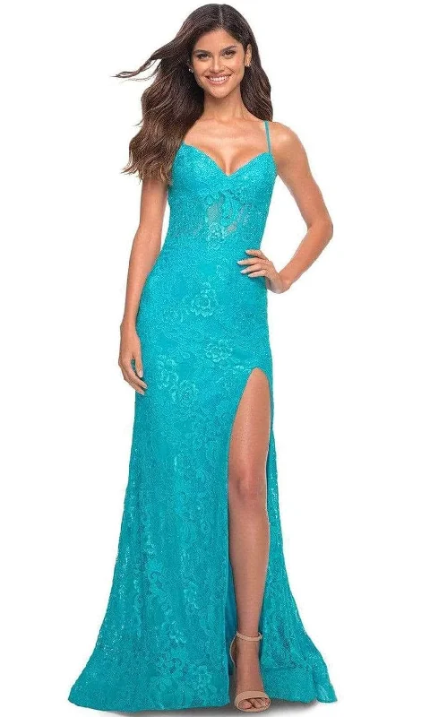 Strapless Women Dress with a Built - in Bra for Comfort and SupportLa Femme - 30171SC - Embroidered Sleeveless Prom Gown Strapless Women Dress with a Built - in Bra for Comfort and SupportLa Femme - 30171SC - Embroidered Sleeveless Prom Gown