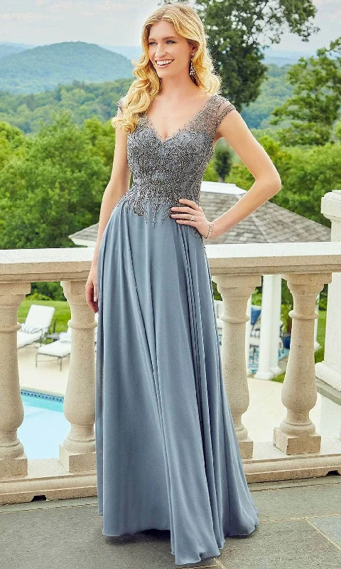Ball Gown Women Dress with a Full Skirt for a Princess - like LookMori Lee 72521 - Chiffon Fitted V-Neck Long Dress Ball Gown Women Dress with a Full Skirt for a Princess - like LookMori Lee 72521 - Chiffon Fitted V-Neck Long Dress