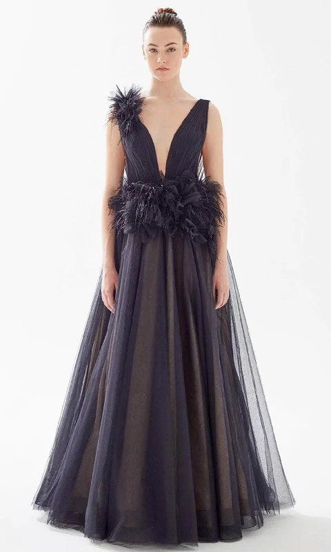 Wrap - Style Women Dress with Adjustable Fit for All Body TypesTarik Ediz 98240 - Plunging V-Neck Appliqued Evening Gown Wrap - Style Women Dress with Adjustable Fit for All Body TypesTarik Ediz 98240 - Plunging V-Neck Appliqued Evening Gown