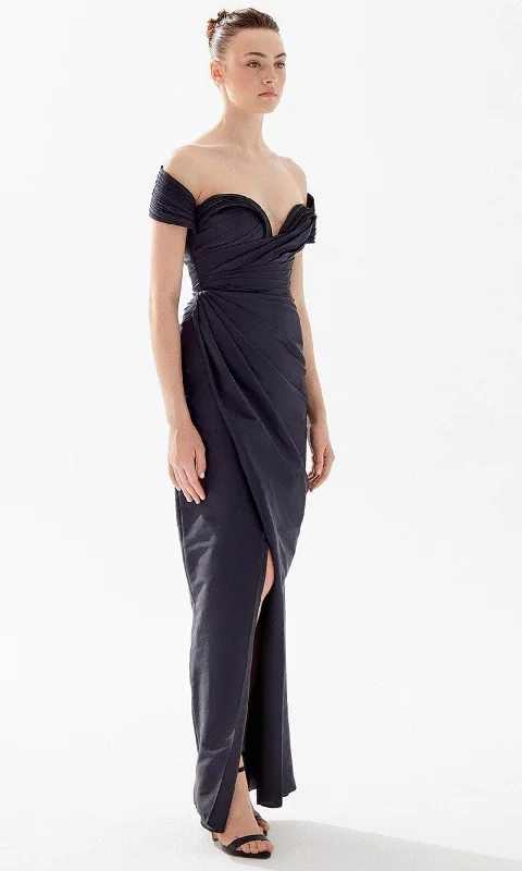 Mini Women Dress with a Short Hem for a Young and Trendy StyleTarik Ediz 98259 - Pleated Off-Shoulder Evening Dress Mini Women Dress with a Short Hem for a Young and Trendy StyleTarik Ediz 98259 - Pleated Off-Shoulder Evening Dress