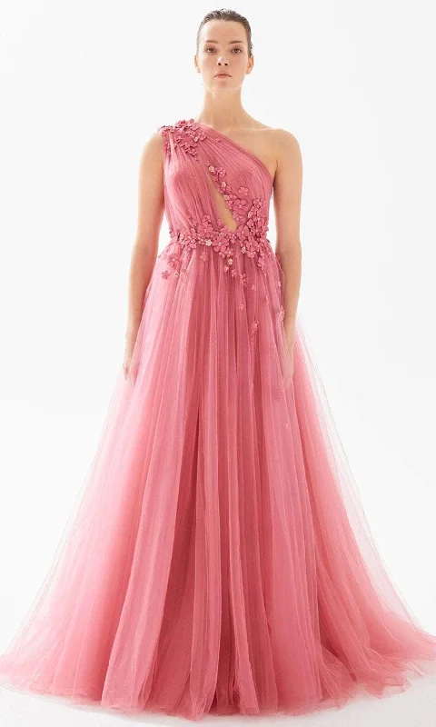 Sheath Women Dress with a Tailored Fit for a Professional LookTarik Ediz 98275 - Floral Appliqued Asymmetric Evening Dress Sheath Women Dress with a Tailored Fit for a Professional LookTarik Ediz 98275 - Floral Appliqued Asymmetric Evening Dress
