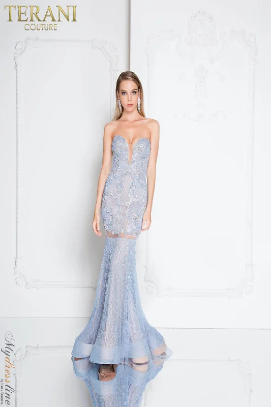 Strapless Women Dress with a Built - in Bra for Comfort and SupportTerani Couture 1812GL5369X Strapless Women Dress with a Built - in Bra for Comfort and SupportTerani Couture 1812GL5369X
