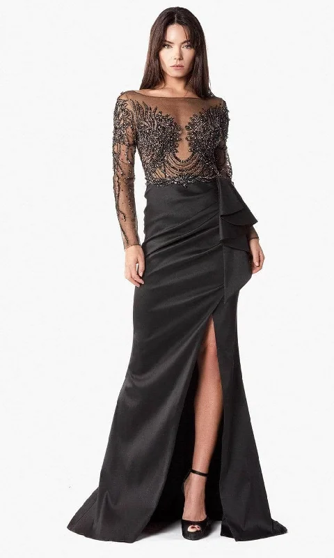 Mermaid - Style Women Dress with a Fitted Silhouette for Special OccasionsTerani Couture 2021E2878 - Illusion Bodice Bateau Evening Gown Mermaid - Style Women Dress with a Fitted Silhouette for Special OccasionsTerani Couture 2021E2878 - Illusion Bodice Bateau Evening Gown