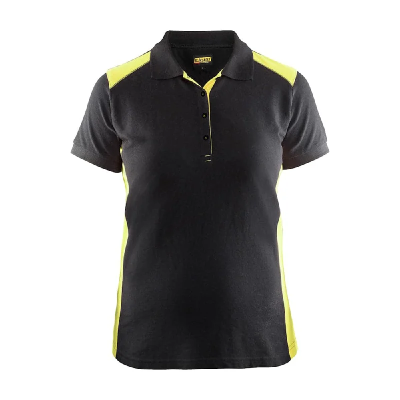 Ringer T Shirt Women with Retro - Inspired StripesBlaklader 3390 Women's Polo Shirt Black / Hi-Vis Yellow Ringer T Shirt Women with Retro - Inspired StripesBlaklader 3390 Women's Polo Shirt Black / Hi-Vis Yellow