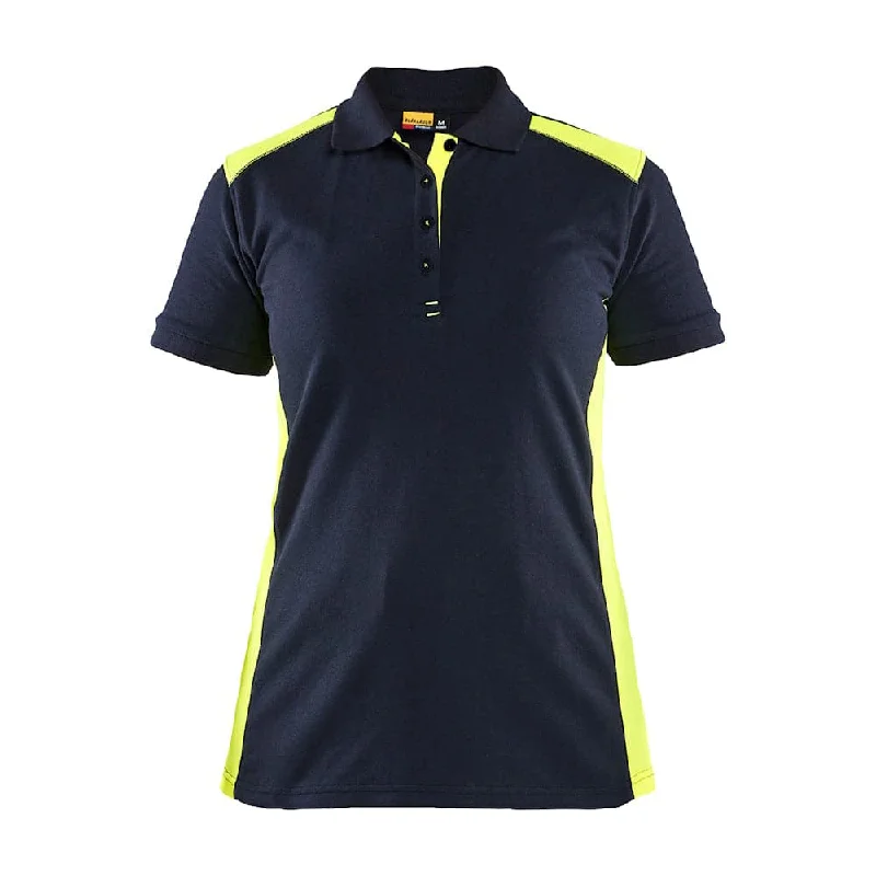 Puff Sleeve Women T Shirt for a Fashion - Forward LookBlaklader 3390 Women's Polo Shirt Dark Navy Blue / Hi-Vis Yellow Puff Sleeve Women T Shirt for a Fashion - Forward LookBlaklader 3390 Women's Polo Shirt Dark Navy Blue / Hi-Vis Yellow