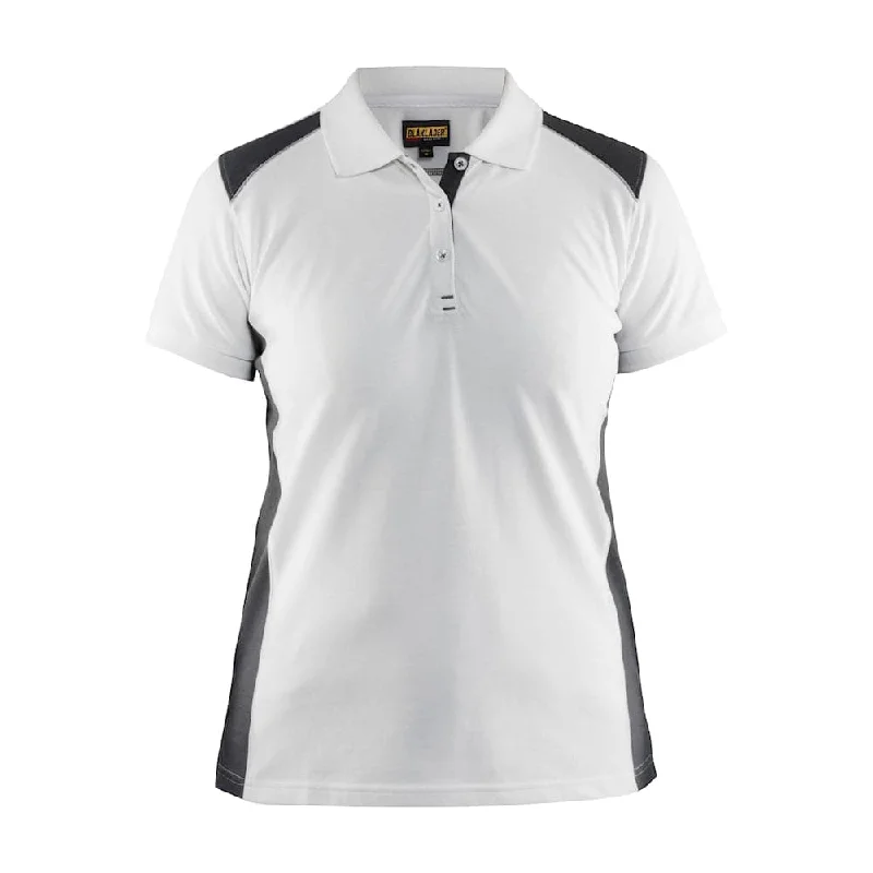 Crew Neck Women T Shirt with a Timeless DesignBlaklader 3390 Women's Polo Shirt White/Dark Grey Crew Neck Women T Shirt with a Timeless DesignBlaklader 3390 Women's Polo Shirt White/Dark Grey