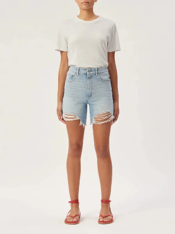 Plus Size Women Shorts with a Comfortable and Stylish FitEmilie Ripped High Waist Fray Hem Denim Shorts In Fountain Plus Size Women Shorts with a Comfortable and Stylish FitEmilie Ripped High Waist Fray Hem Denim Shorts In Fountain