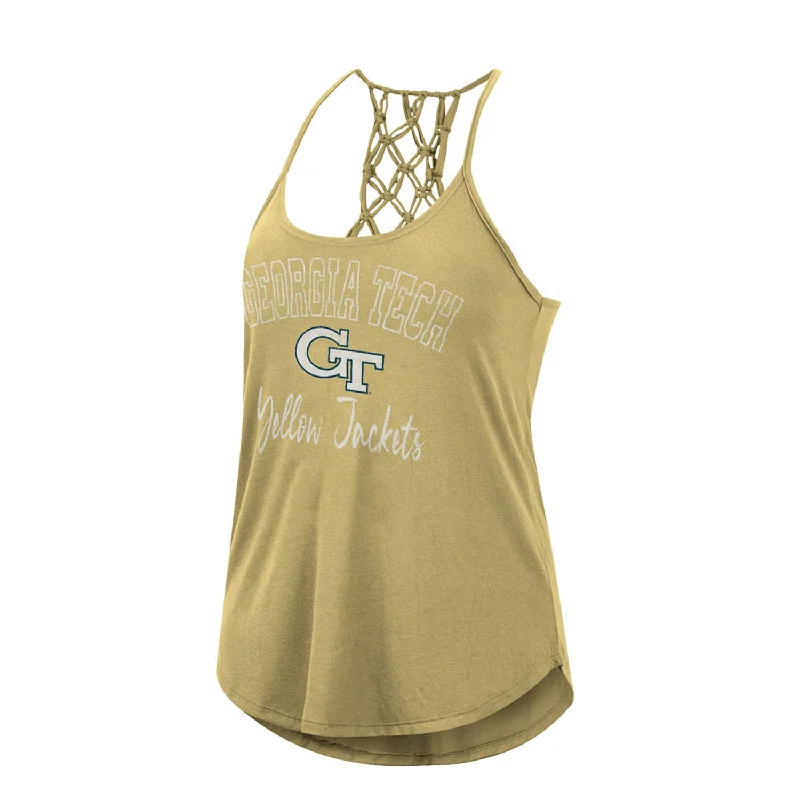 Pocketed Women T Shirt for Added FunctionalityLadies Georgia Tech Yellow Jackets Natasha Tank Pocketed Women T Shirt for Added FunctionalityLadies Georgia Tech Yellow Jackets Natasha Tank