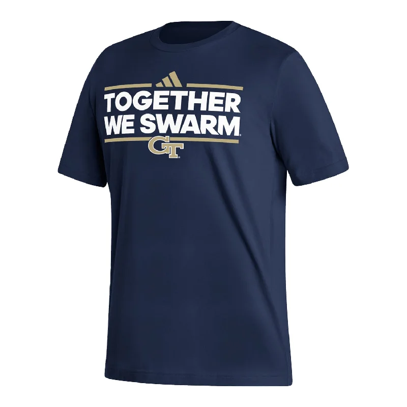 V - Neck Women T Shirt to Enhance the NecklineGeorgia Tech Yellow Jackets Adidas Fresh Together Navy T-Shirt V - Neck Women T Shirt to Enhance the NecklineGeorgia Tech Yellow Jackets Adidas Fresh Together Navy T-Shirt