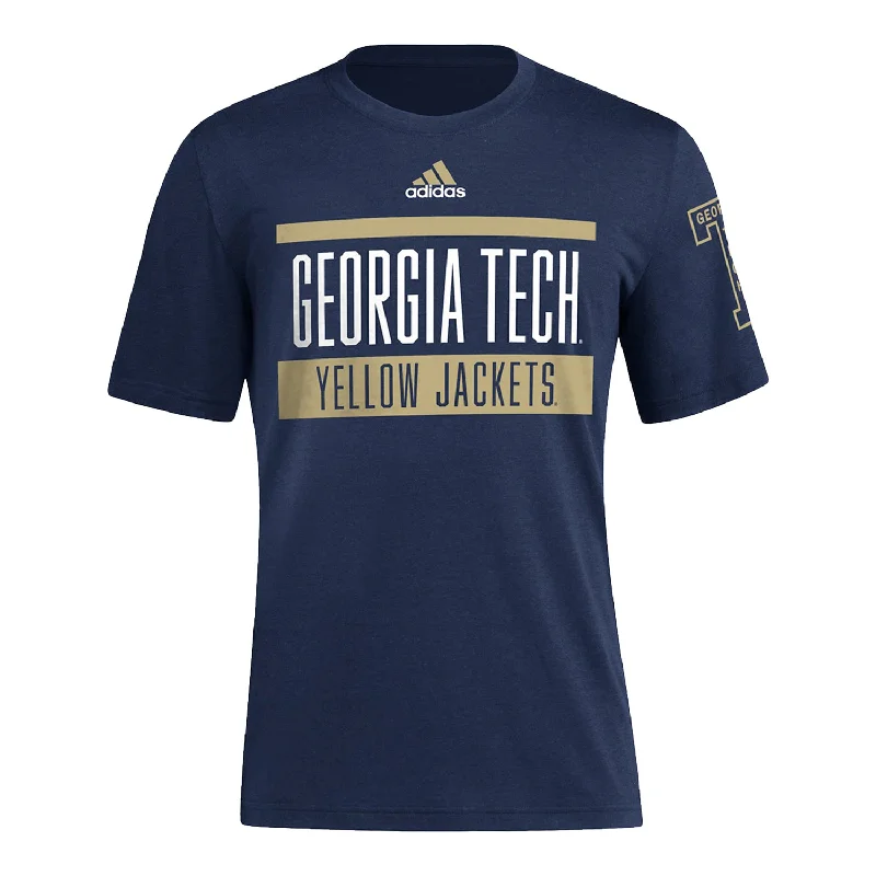 Pocketed Women T Shirt for Added FunctionalityGeorgia Tech Yellow Jackets Adidas Favorite Bar Navy T-Shirt Pocketed Women T Shirt for Added FunctionalityGeorgia Tech Yellow Jackets Adidas Favorite Bar Navy T-Shirt