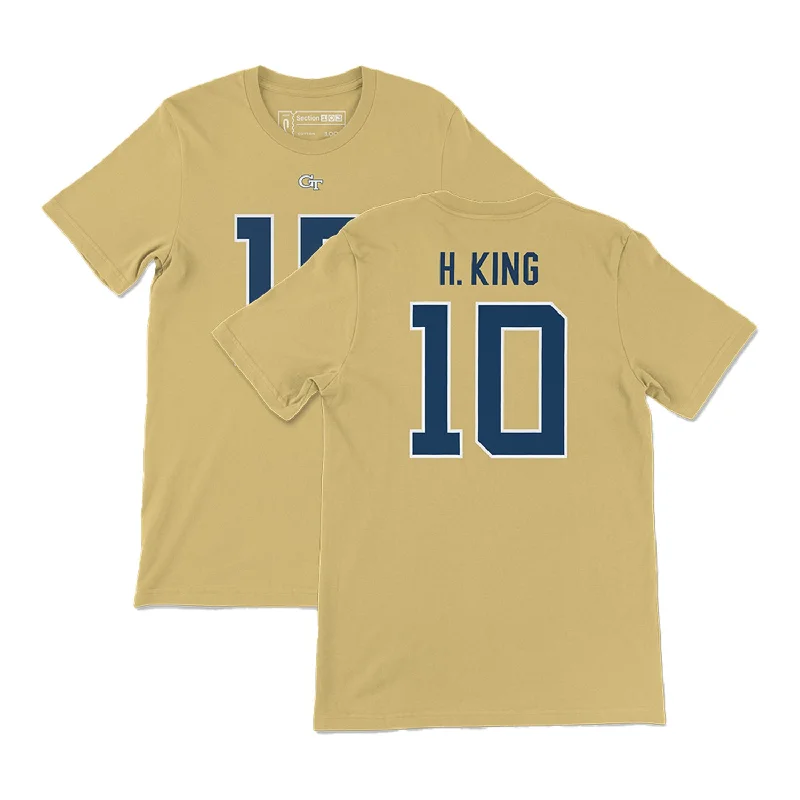Distressed Women T Shirt with a Laid - Back AestheticGeorgia Tech Yellow Jackets Section 103 Student Athlete #10 Haynes King T-Shirt Distressed Women T Shirt with a Laid - Back AestheticGeorgia Tech Yellow Jackets Section 103 Student Athlete #10 Haynes King T-Shirt