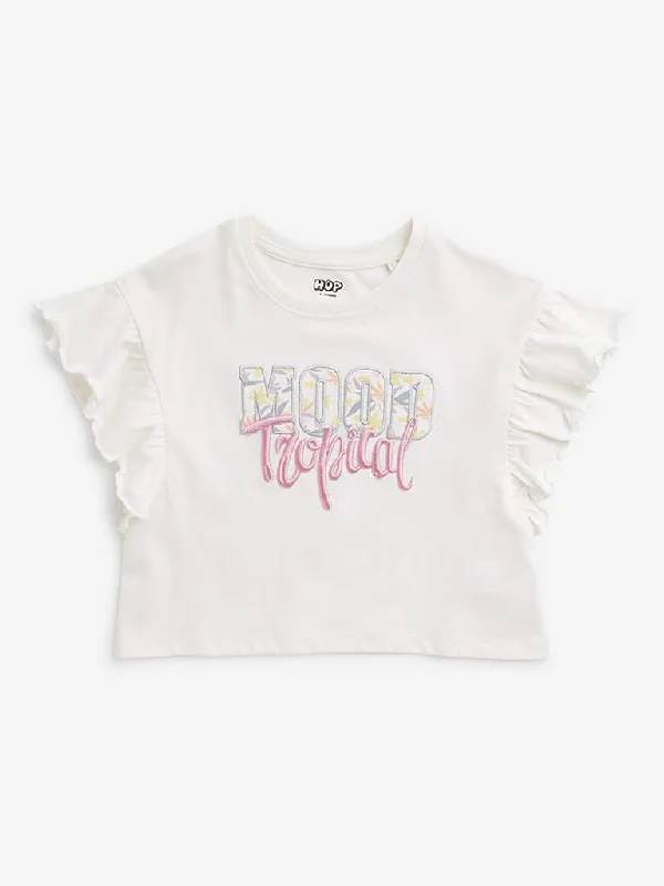 Leather Look Women Shorts for an Edgy and Chic StyleHOP Kids Off-White Text Design Top Leather Look Women Shorts for an Edgy and Chic StyleHOP Kids Off-White Text Design Top