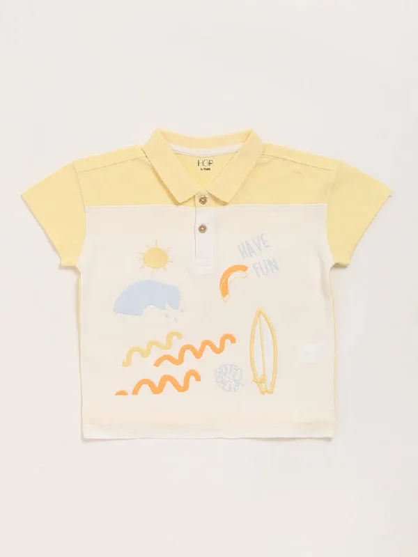 Embroidered Women Shorts with Intricate DesignsHOP Kids Yellow Contrast Collared T-Shirt Embroidered Women Shorts with Intricate DesignsHOP Kids Yellow Contrast Collared T-Shirt