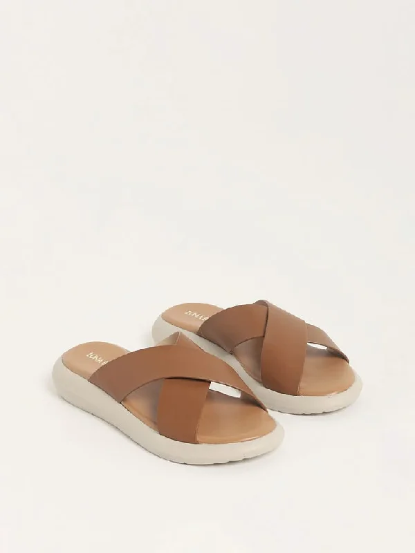 Tie - Waist Women Shorts for a Customizable FitLUNA BLU Tan Criss-Cross Design Platform Slides Tie - Waist Women Shorts for a Customizable FitLUNA BLU Tan Criss-Cross Design Platform Slides