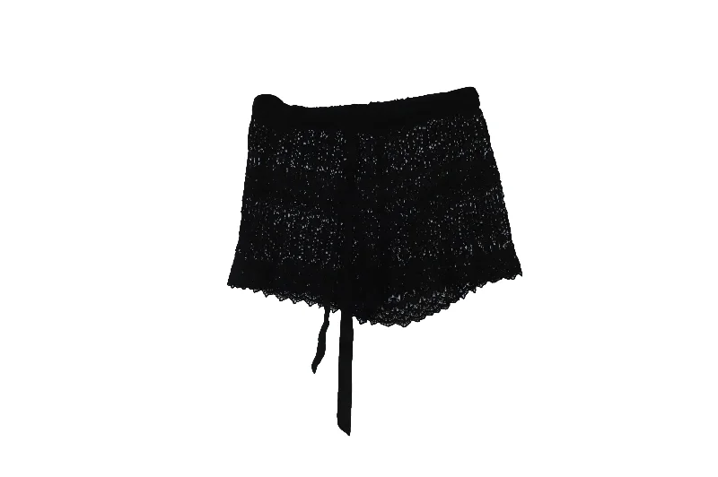 Printed Animal Print Women Shorts for a Wild and Stylish AppearanceMiguelina Crochet Lace Shorts in Black Cotton Printed Animal Print Women Shorts for a Wild and Stylish AppearanceMiguelina Crochet Lace Shorts in Black Cotton