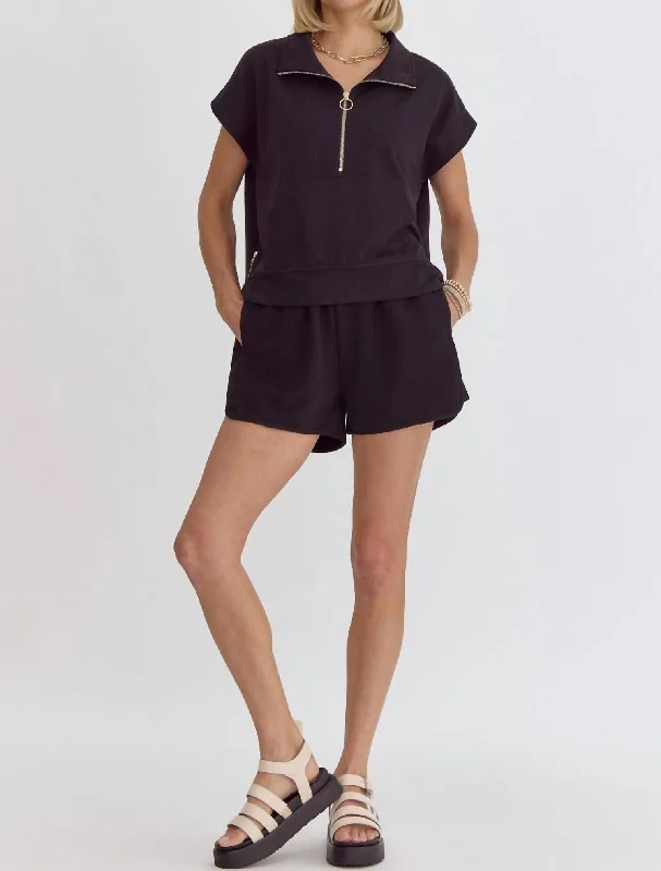 Embroidered Women Shorts with Intricate DesignsPutting Sugar On Me Ribbed Shorts In Black Embroidered Women Shorts with Intricate DesignsPutting Sugar On Me Ribbed Shorts In Black