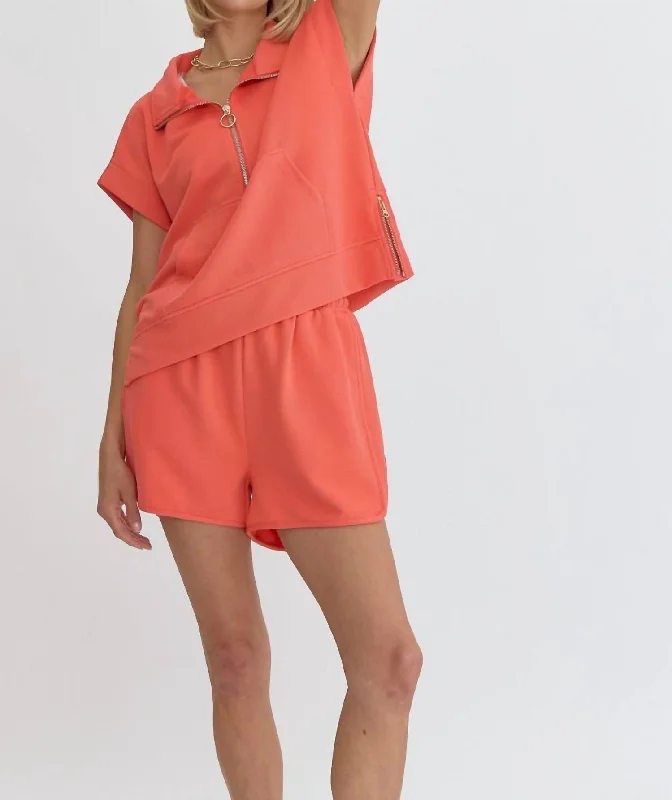Ruffled Hem Women Shorts to Add a Feminine TouchPutting Sugar On Me Ribbed Shorts In Orange Red Ruffled Hem Women Shorts to Add a Feminine TouchPutting Sugar On Me Ribbed Shorts In Orange Red