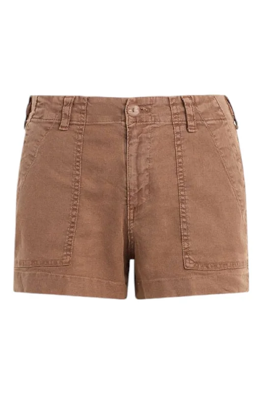 High - Waisted Women Shorts for a Retro and Flattering LookUtility Tab Trouser Shorts In Sahara Brown High - Waisted Women Shorts for a Retro and Flattering LookUtility Tab Trouser Shorts In Sahara Brown