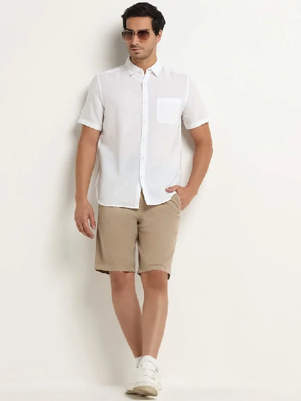 Belted Women Shorts to Enhance the WaistlineWES Casuals Beige Relaxed Fit Bermuda Blended Linen Shorts Belted Women Shorts to Enhance the WaistlineWES Casuals Beige Relaxed Fit Bermuda Blended Linen Shorts