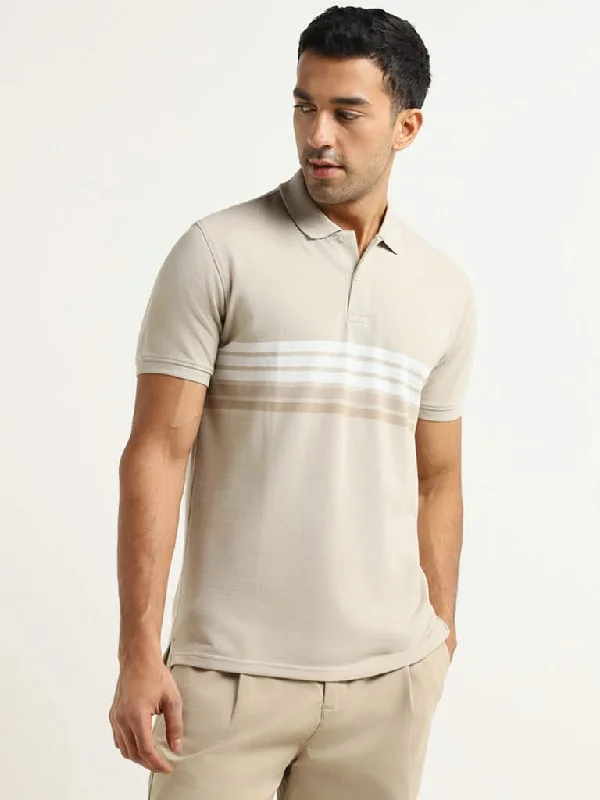Leather Look Women Shorts for an Edgy and Chic StyleWES Casuals Beige Striped Cotton Blend Slim Fit T-Shirt Leather Look Women Shorts for an Edgy and Chic StyleWES Casuals Beige Striped Cotton Blend Slim Fit T-Shirt