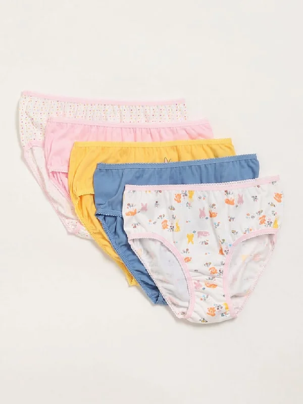 Tie - Waist Women Shorts for a Customizable FitY&F Kids Multicolor Printed Briefs - Pack of 5 Tie - Waist Women Shorts for a Customizable FitY&F Kids Multicolor Printed Briefs - Pack of 5