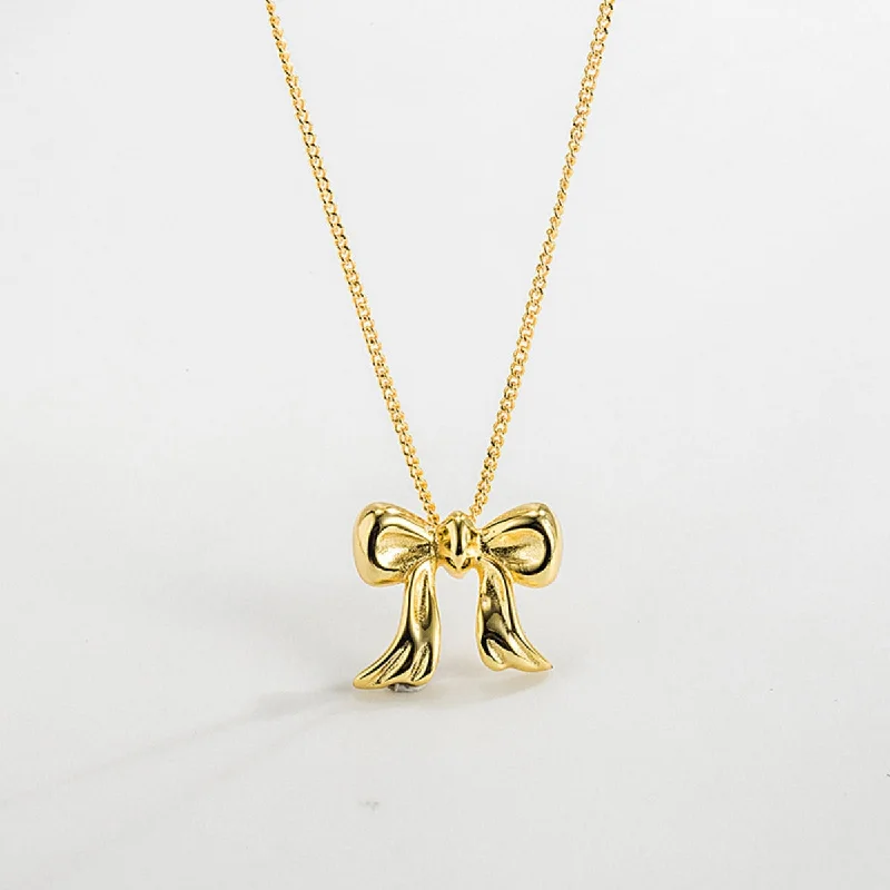 Copper Bow Shape Pendant Necklace