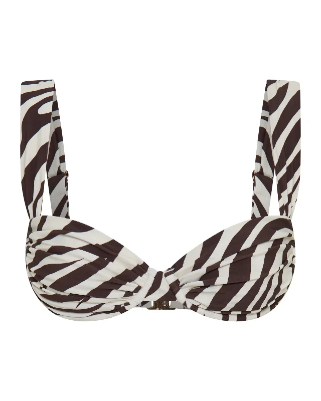 Convertible bikini that can be worn in multiple styles for versatilityRhodes Top Zebra Brown Convertible bikini that can be worn in multiple styles for versatilityRhodes Top Zebra Brown