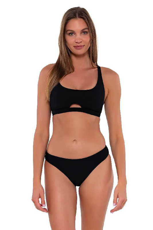 Ruched bikini with fabric gathers for a slimming effectSunsets Black Brandi Bralette Top Ruched bikini with fabric gathers for a slimming effectSunsets Black Brandi Bralette Top